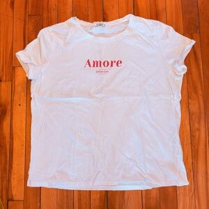 PIMKIE Basic White Short Sleeve Tee Caption Amore Italian Love - Size XL